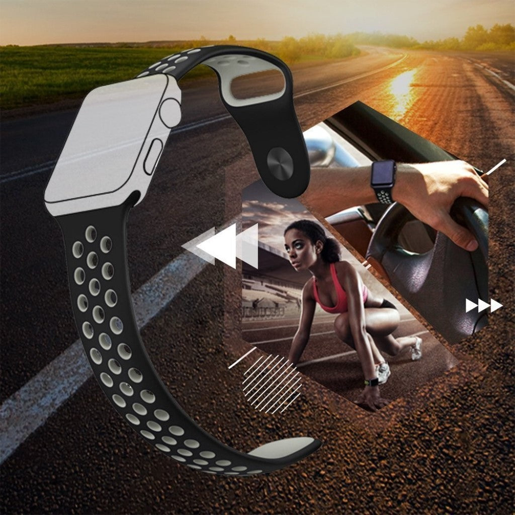 Super skøn Apple Watch Series 1-3 38mm Silikone Rem - Sølv#serie_3