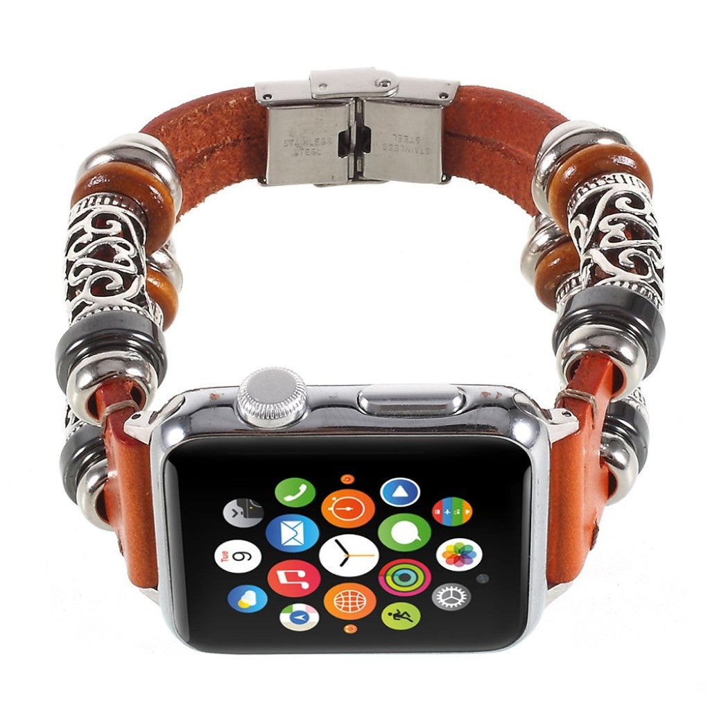 Fint Apple Watch Series 1-3 38mm Ægte læder og Metal Rem - Brun#serie_1