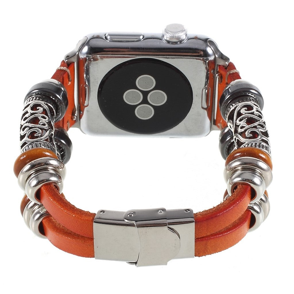 Fint Apple Watch Series 1-3 38mm Ægte læder og Metal Rem - Brun#serie_1