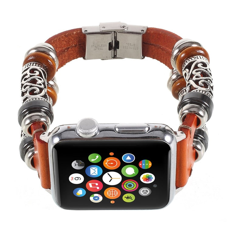 Fint Apple Watch Series 1-3 38mm Ægte læder og Metal Rem - Brun#serie_3