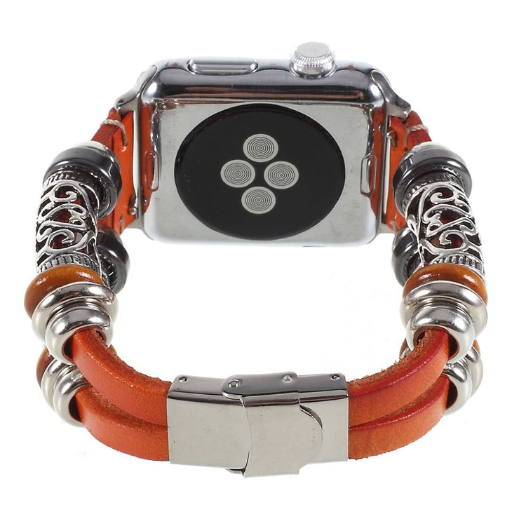 Fint Apple Watch Series 1-3 38mm Ægte læder og Metal Rem - Brun#serie_3