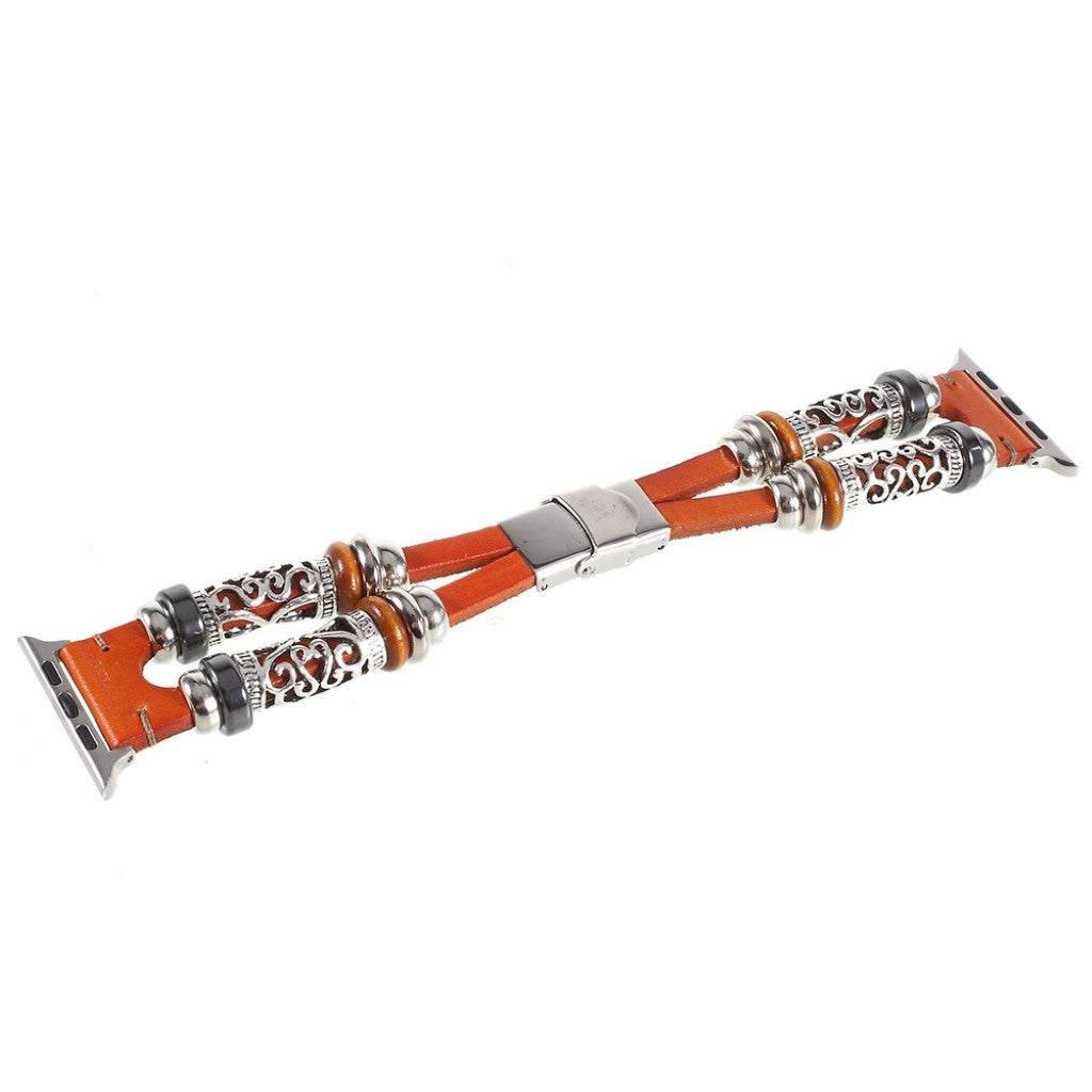 Fint Apple Watch Series 1-3 38mm Ægte læder og Metal Rem - Brun#serie_3