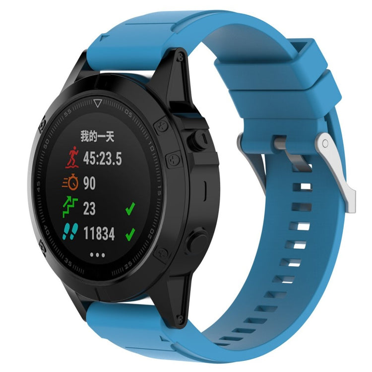 Pænt Garmin Fenix 5X / Garmin Tactix Charlie Silikone Rem - Blå#serie_7