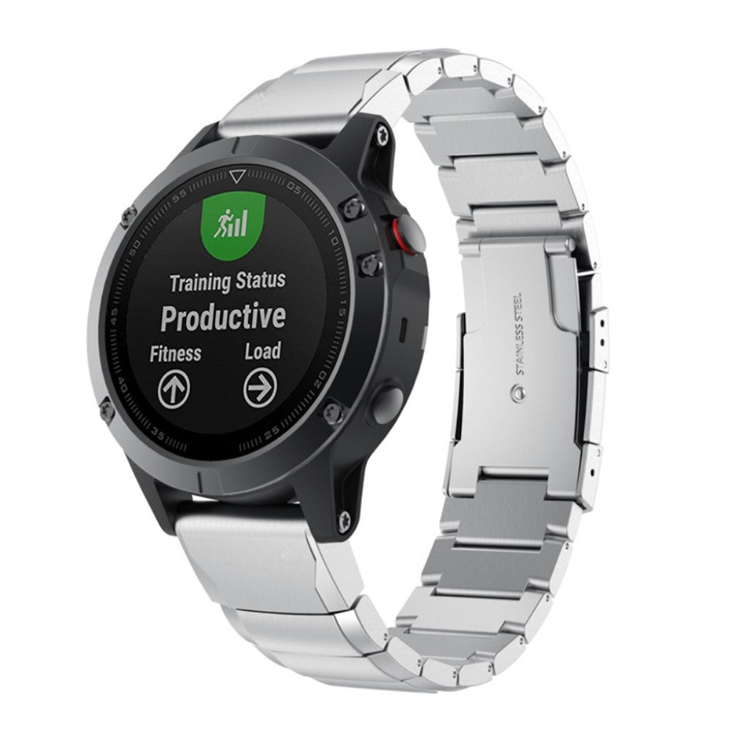 Holdbart Garmin Fenix 5X / Garmin Tactix Charlie Metal Rem - Sølv#serie_1
