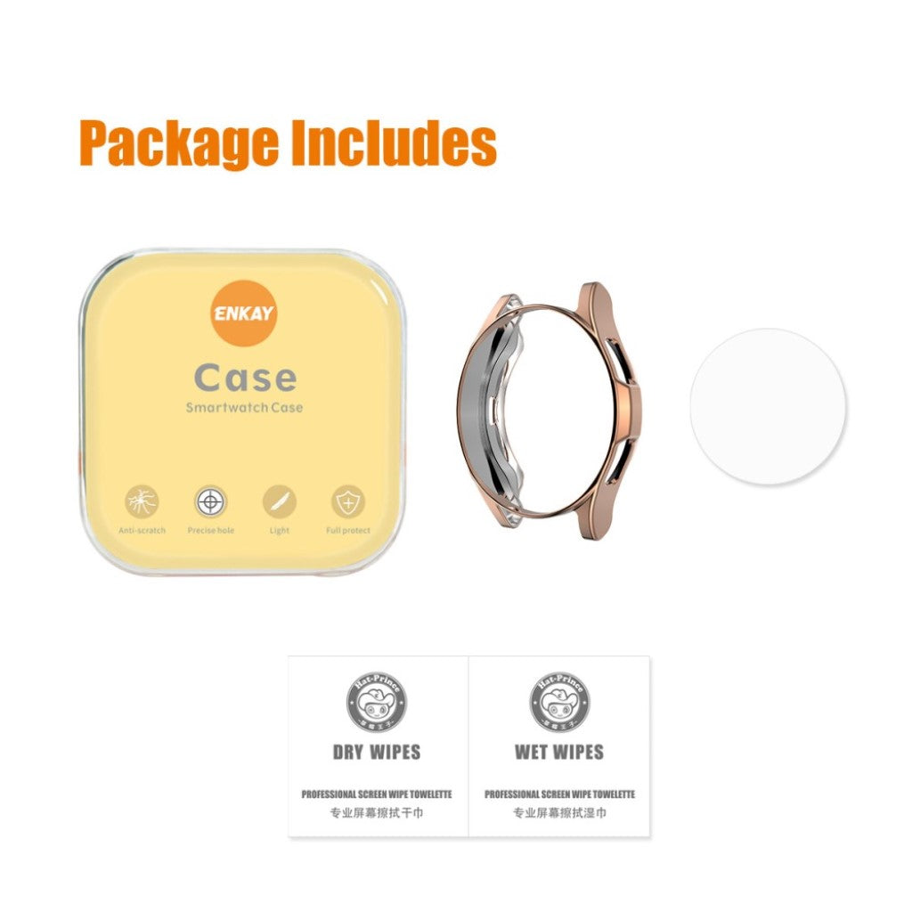 Beskyttende Samsung Galaxy Watch 4 Classic (46mm) Cover med Skærmbeskytter i Silikone og Hærdet Glas - Gennemsigtig#serie_2