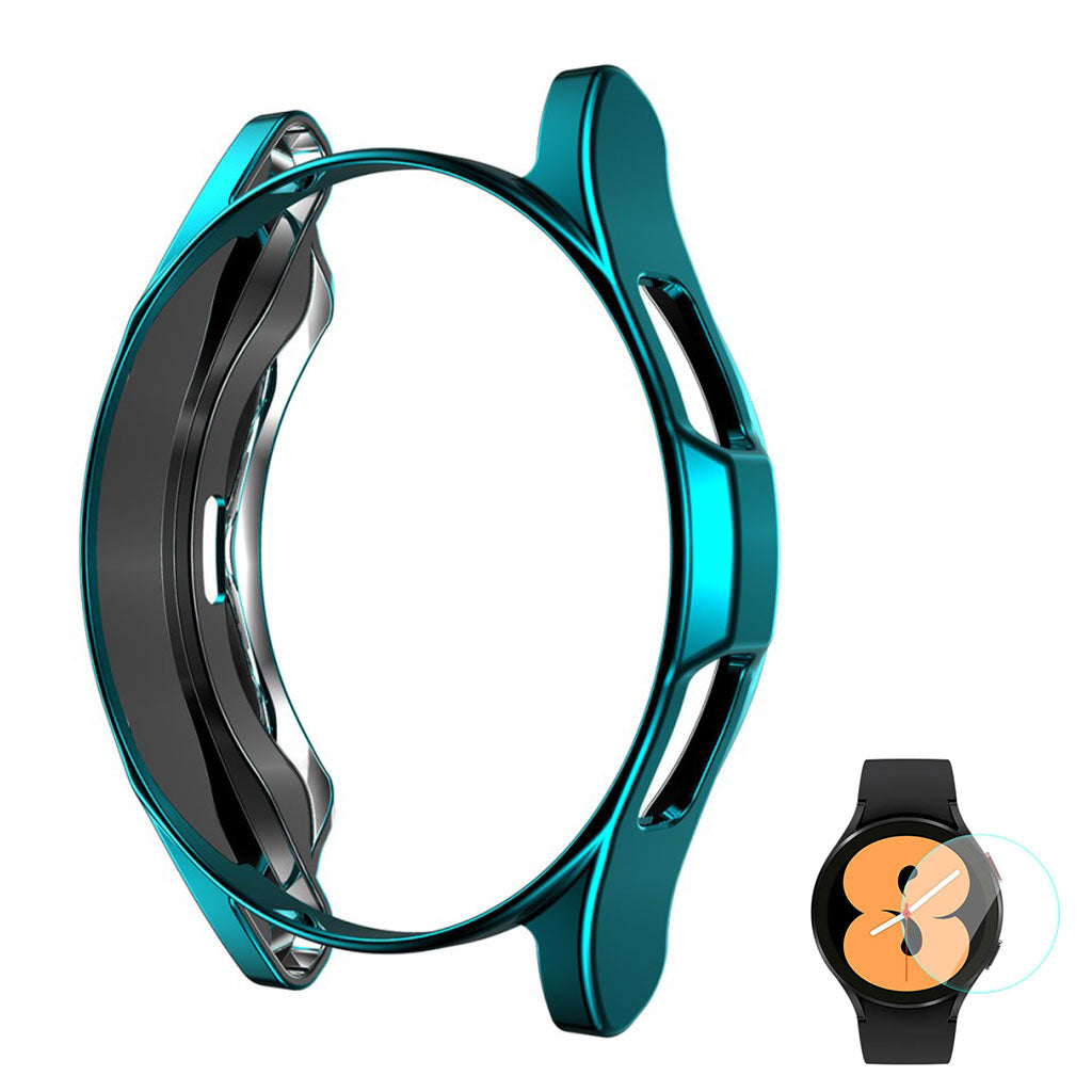 Beskyttende Samsung Galaxy Watch 4 Classic (46mm) Cover med Skærmbeskytter i Silikone og Hærdet Glas - Grøn#serie_4