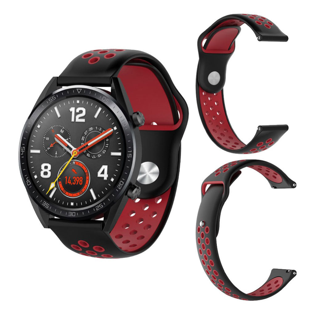 Huawei Watch GT / Ticwatch 1 / Huami two-tone silicone watch band - Black / Red#serie_6