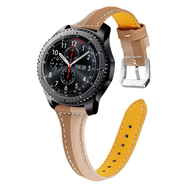 Huawei Watch GT 2 46mm/Amazfit GTR 47mm color contrast genuine leather watch band - Apricot / Coffee#serie_6