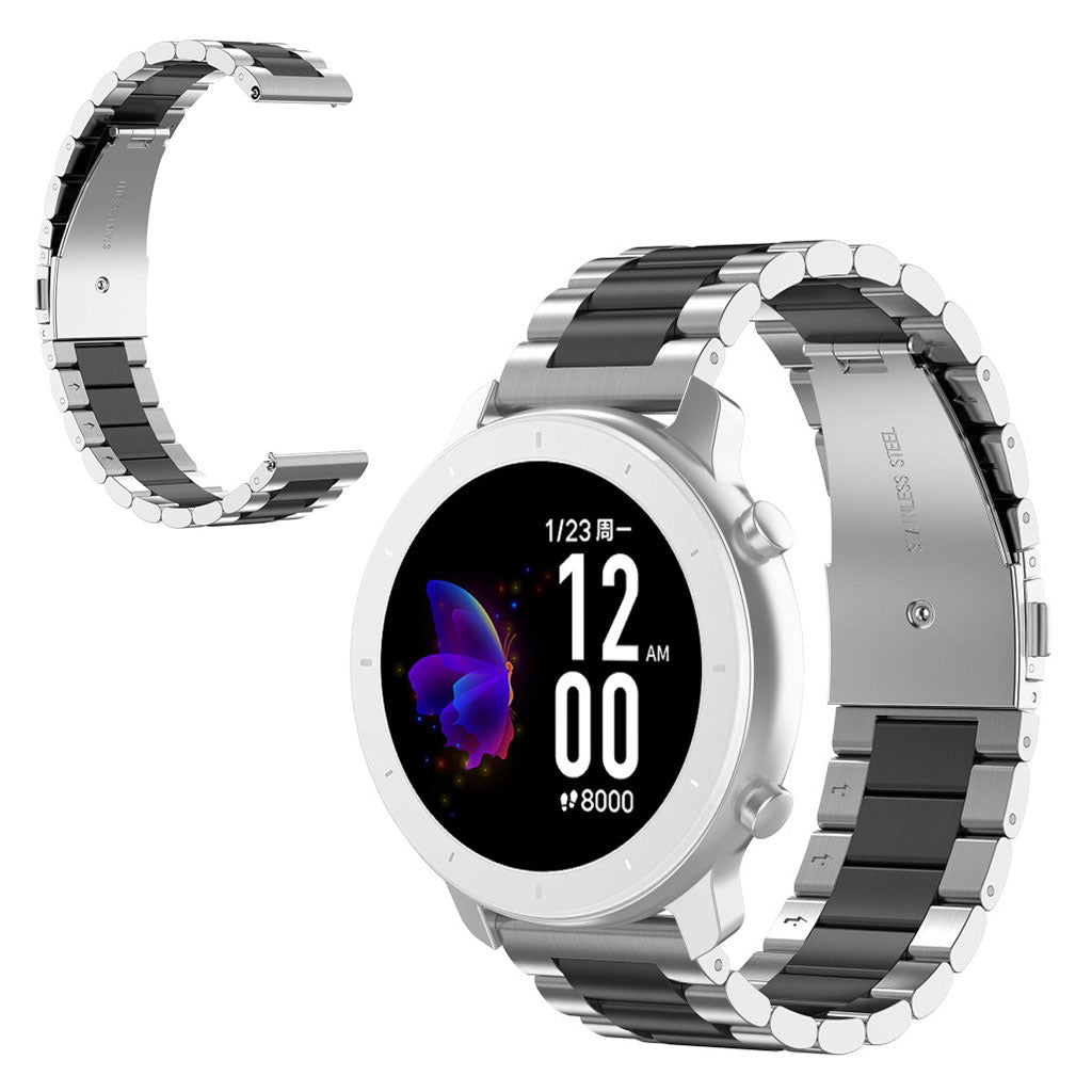 20mm Universal glistening stainless steel  watch strap - Silver / Black / Silver#serie_3