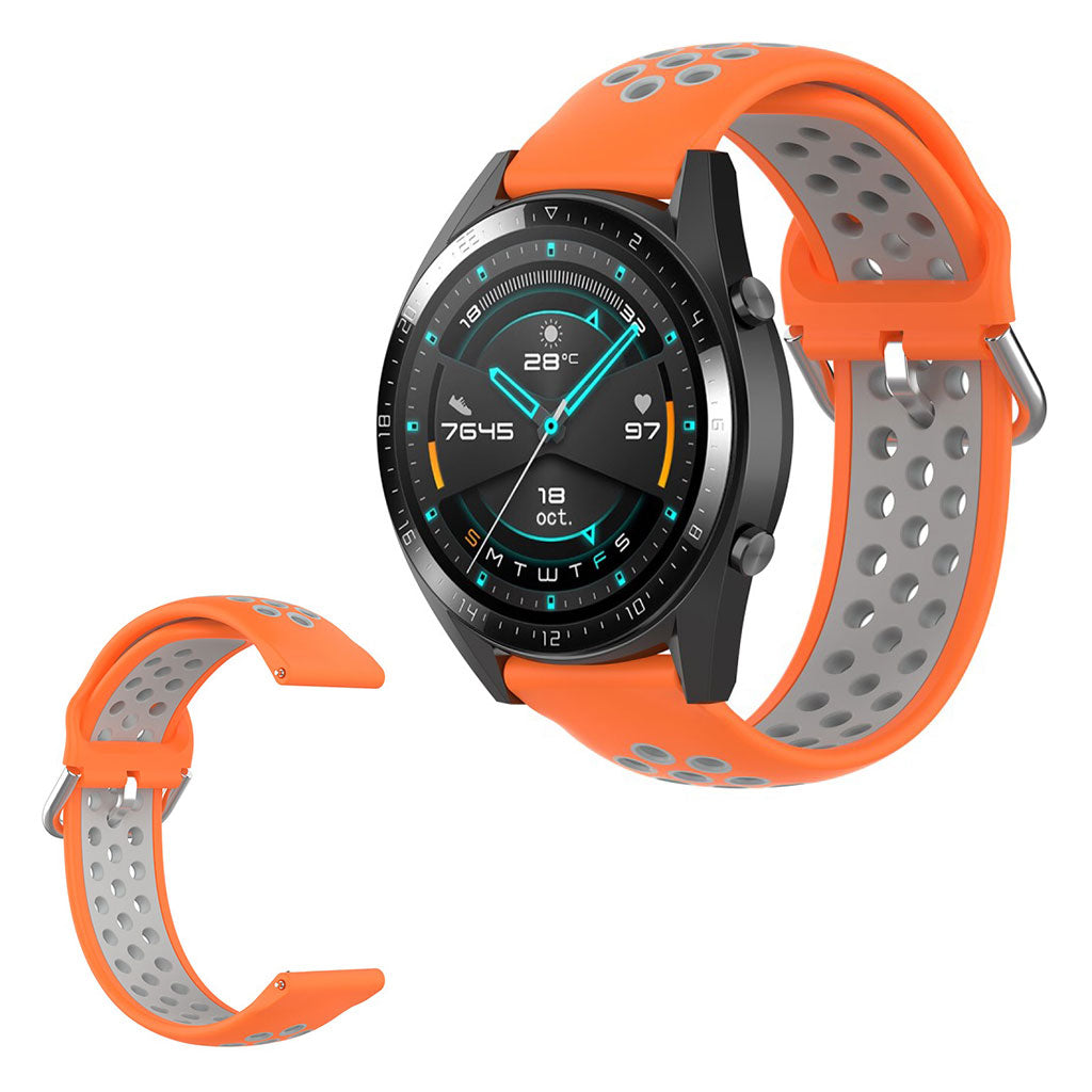 Dual-color silicone watchband for Samsung Watch / Huawei Watch - Orange / Grey#serie_3