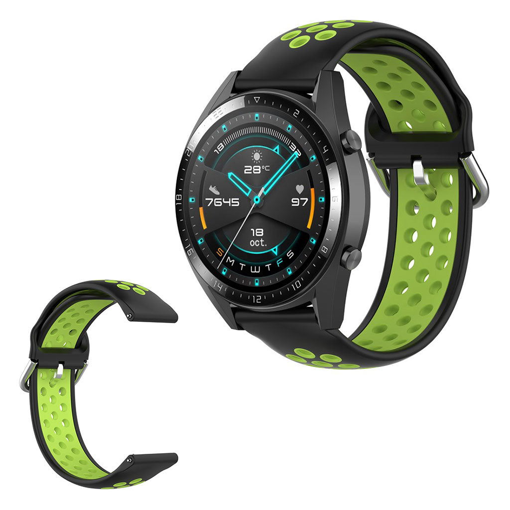Dual-color silicone watchband for Samsung Watch / Huawei Watch - Black / Fluorescent Green#serie_7