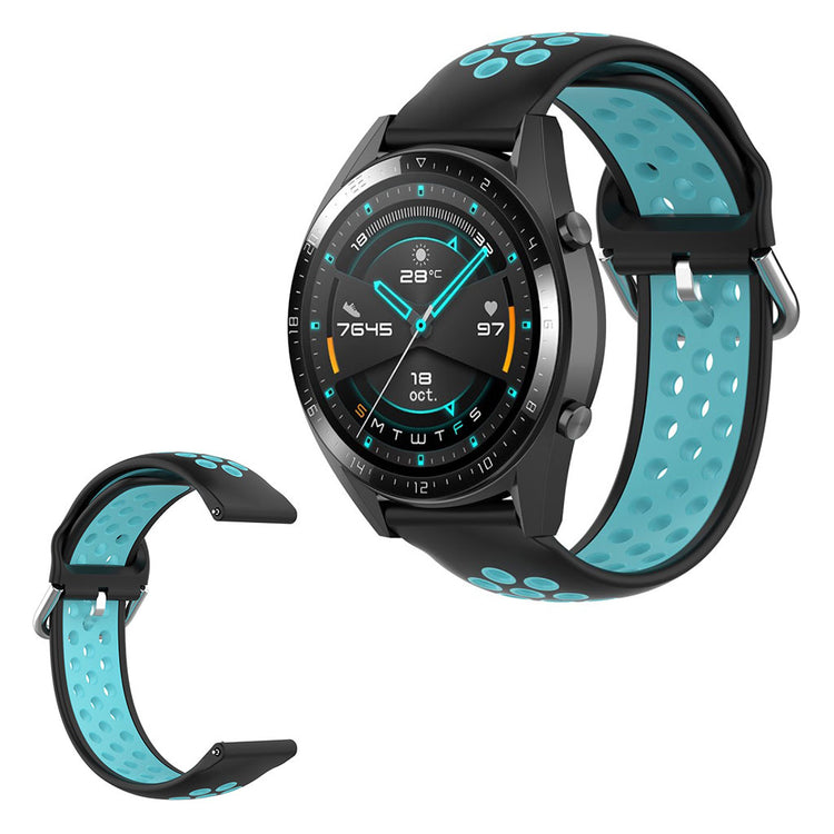 Dual-color silicone watchband for Samsung Watch / Huawei Watch - Black / Blue#serie_8