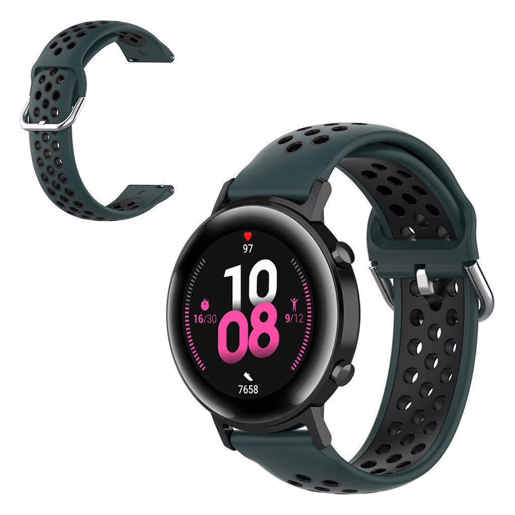 20mm Universal bi-color silicone watch strap - Dark Green / Black#serie_14