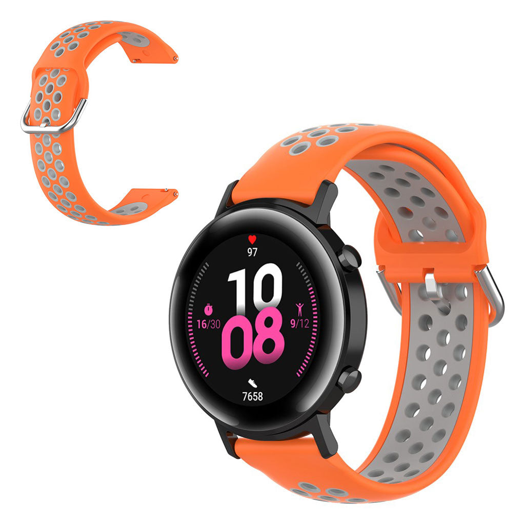 20mm Universal bi-color silicone watch strap - Orange / Grey#serie_3