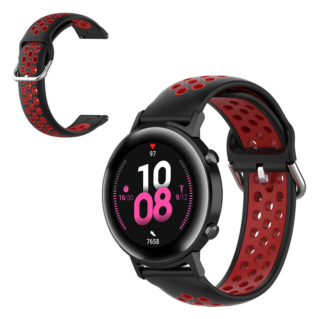 20mm Universal bi-color silicone watch strap - Black / Red#serie_5