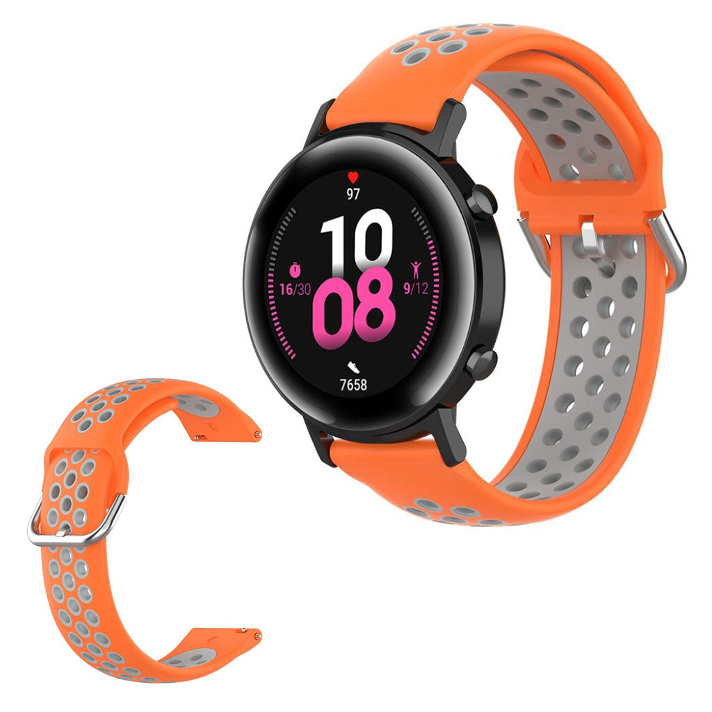 Amazfit Youth / Huawei Watch GT 2 42mm two color silicone watch band - Orange / Grey#serie_10