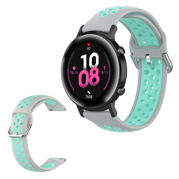 Amazfit Youth / Huawei Watch GT 2 42mm two color silicone watch band - Grey / Cyan#serie_11
