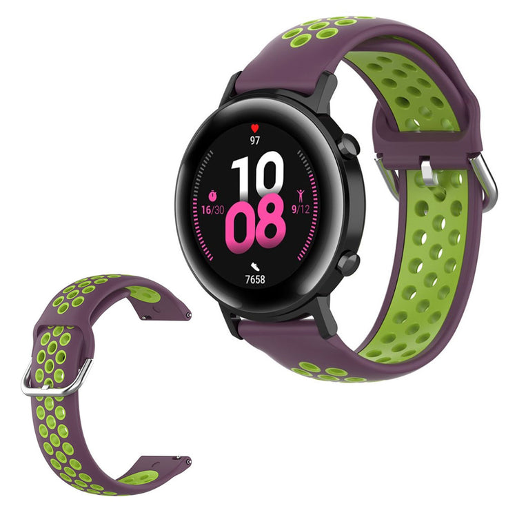 Amazfit Youth / Huawei Watch GT 2 42mm two color silicone watch band - Purple / Yellowgreen#serie_15
