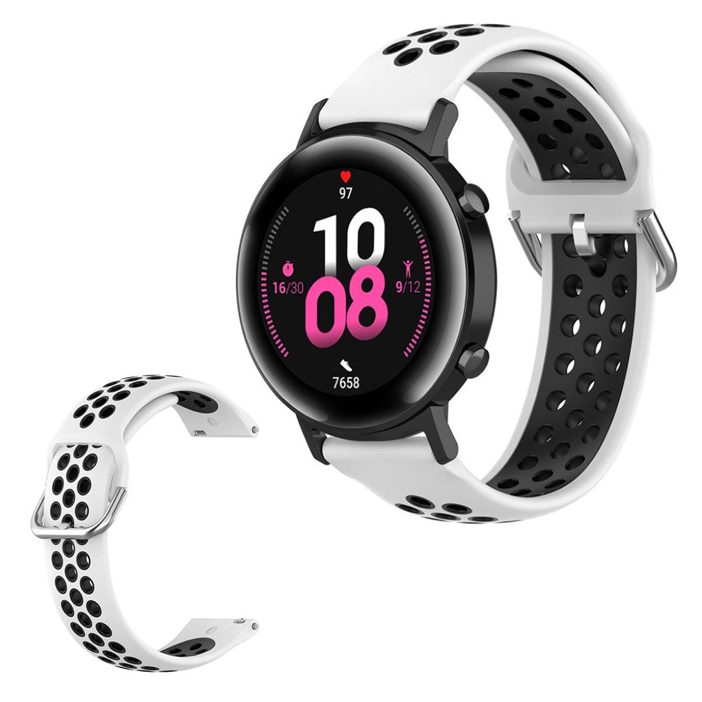 Amazfit Youth / Huawei Watch GT 2 42mm two color silicone watch band - White / Black#serie_4