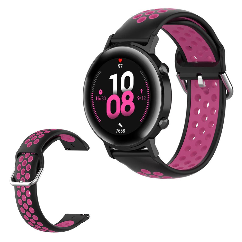 Amazfit Youth / Huawei Watch GT 2 42mm two color silicone watch band - Black / Rose#serie_6