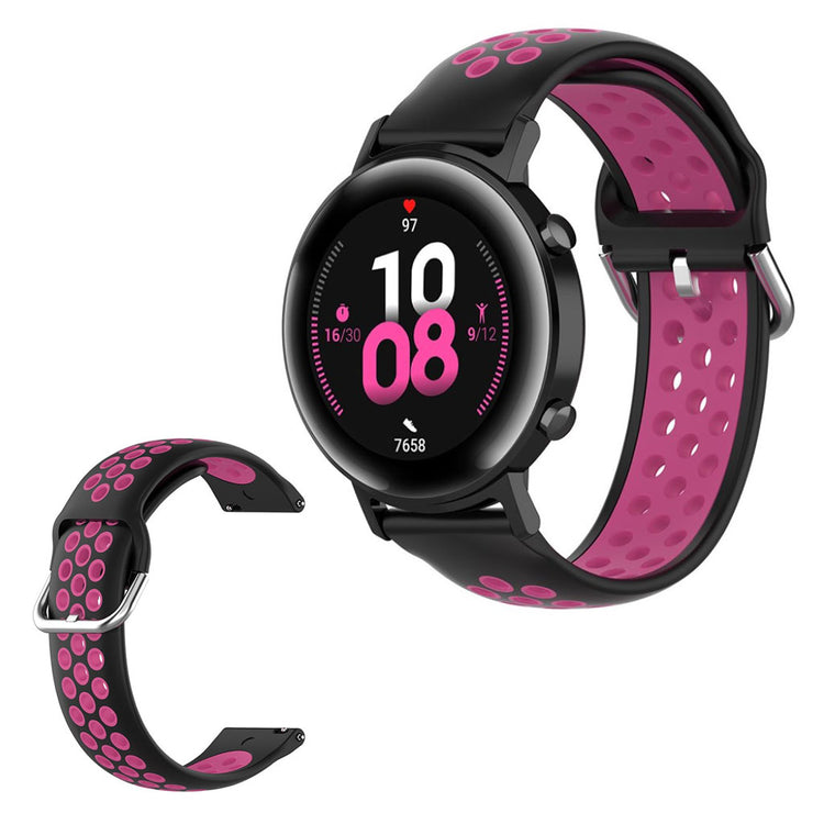 Amazfit Youth / Huawei Watch GT 2 42mm two color silicone watch band - Black / Rose#serie_6