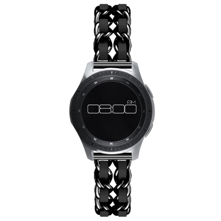 Leather on steel knit watch band for Samsung, Huawei and Amazfit watch - All Black#serie_1