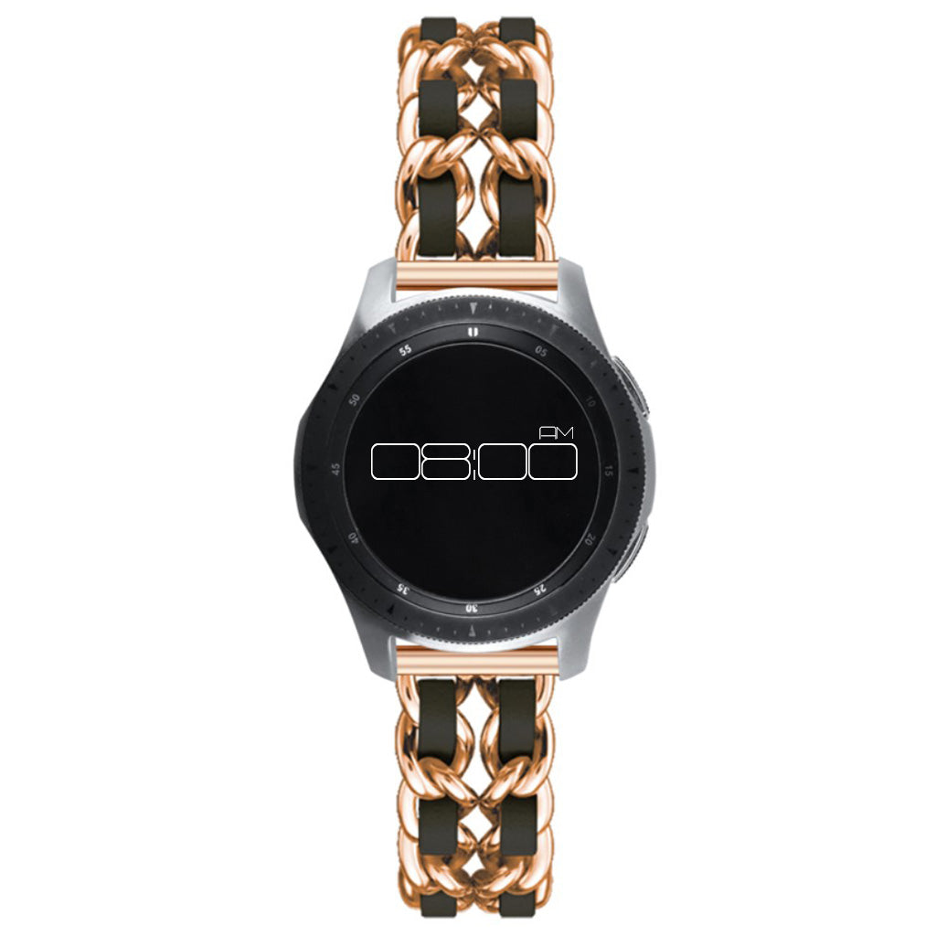 Leather on steel knit watch band for Samsung, Huawei and Amazfit watch - Rose Gold / Black#serie_12