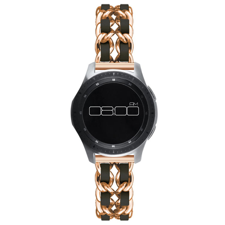 Leather on steel knit watch band for Samsung, Huawei and Amazfit watch - Rose Gold / Black#serie_12