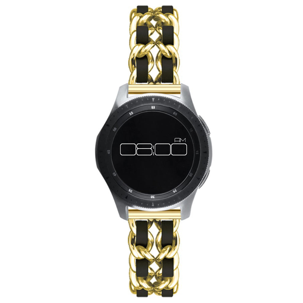 Leather on steel knit watch band for Samsung, Huawei and Amazfit watch - Gold / Black#serie_13