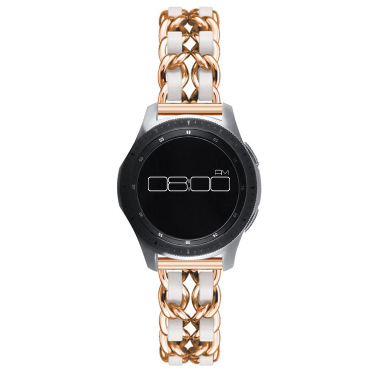 Leather on steel knit watch band for Samsung, Huawei and Amazfit watch - Rose Gold / White#serie_14