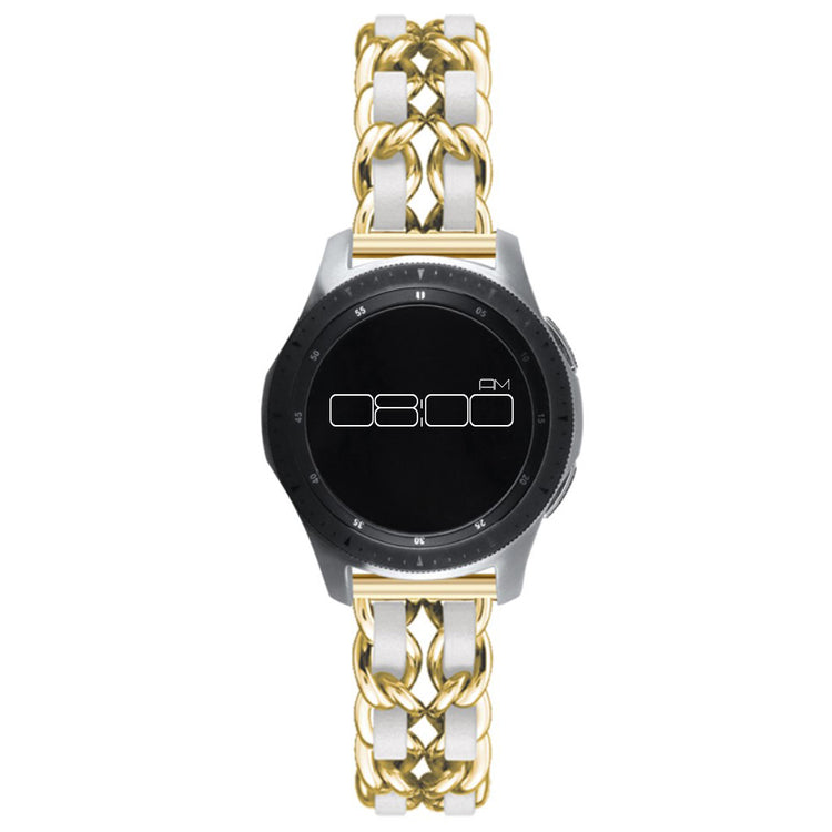 Leather on steel knit watch band for Samsung, Huawei and Amazfit watch - Gold / White#serie_15