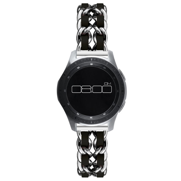 Leather on steel knit watch band for Samsung, Huawei and Amazfit watch - Silver / Black#serie_3