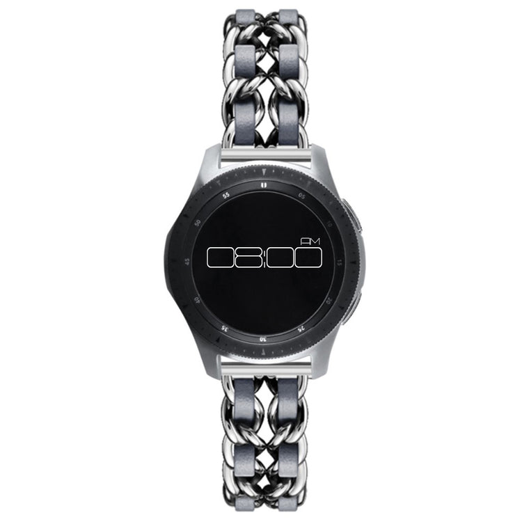 Leather on steel knit watch band for Samsung, Huawei and Amazfit watch - Silver / Grey#serie_4