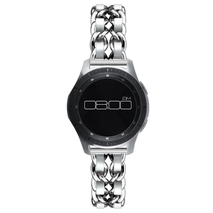 Leather on steel knit watch band for Samsung, Huawei and Amazfit watch - All Silver#serie_5