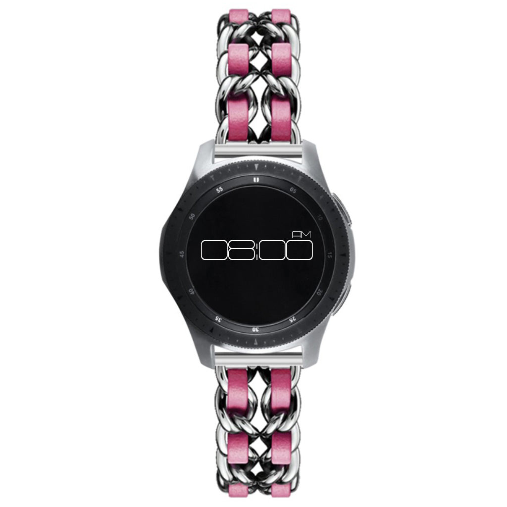 Leather on steel knit watch band for Samsung, Huawei and Amazfit watch - Silver / Rose Gold#serie_6