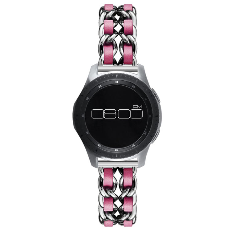 Leather on steel knit watch band for Samsung, Huawei and Amazfit watch - Silver / Rose Gold#serie_6