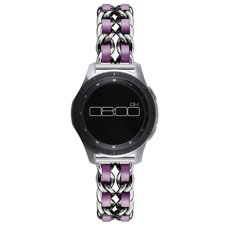 Leather on steel knit watch band for Samsung, Huawei and Amazfit watch - Silver / Purple#serie_7