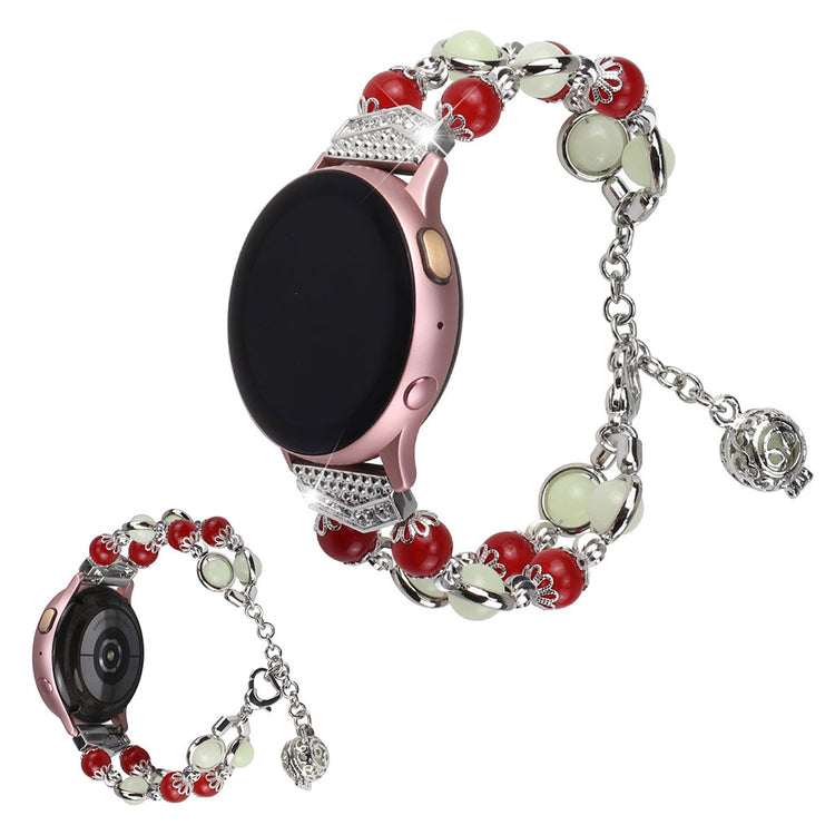 Luminous bead stainless steel watch band for Huawei and Samsung devices - Red / Silver#serie_5