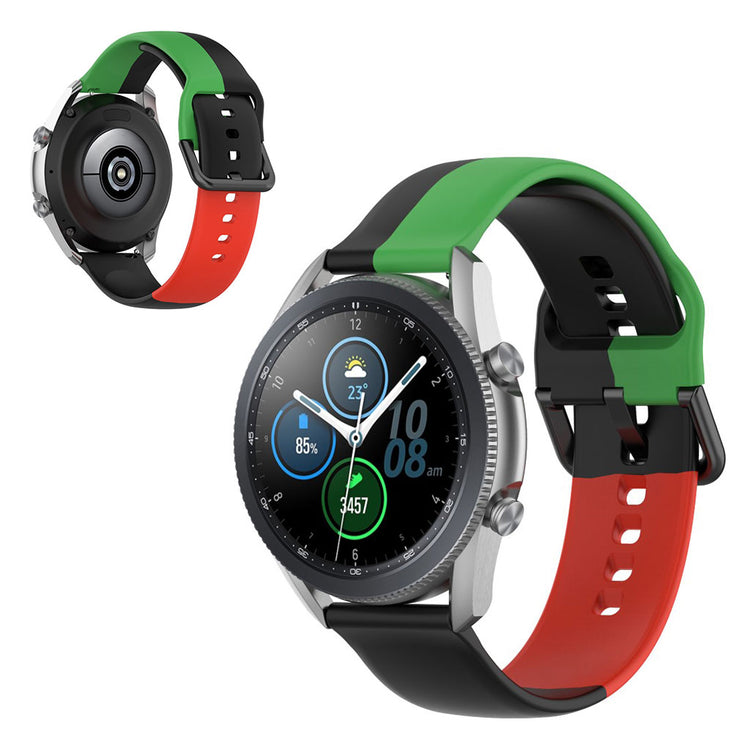 Universal three color silicone watch band - Black / Green / Red#serie_1