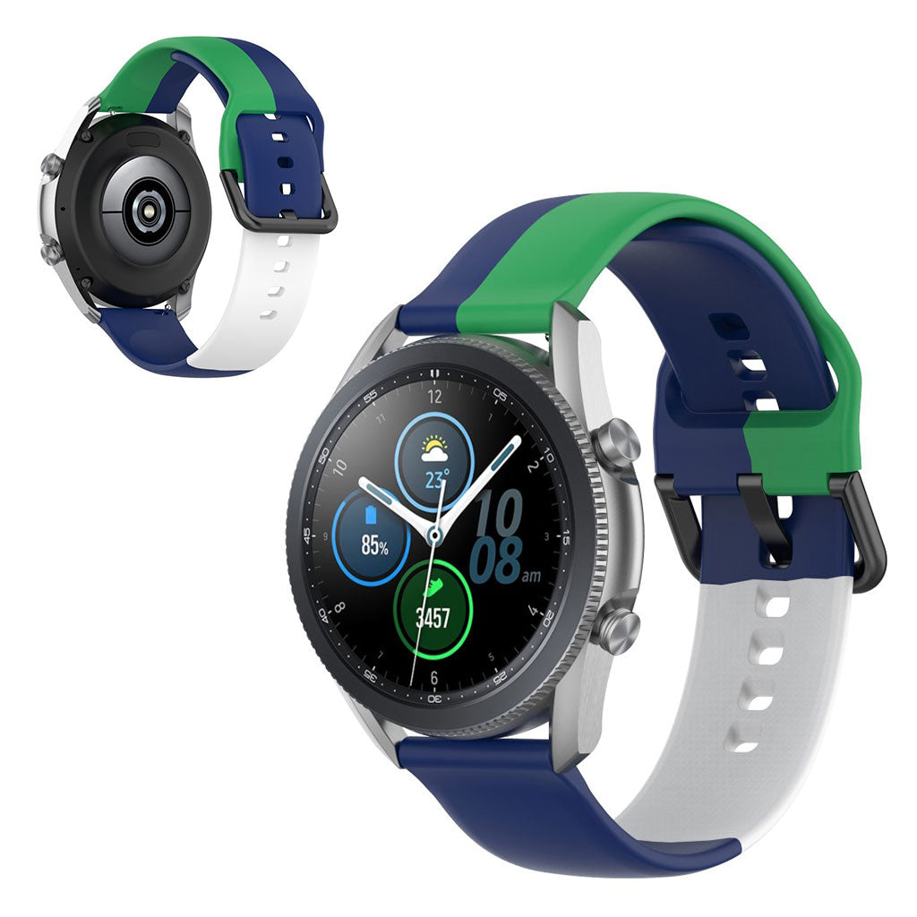 Universal three color silicone watch band - Blue / Green / White#serie_10