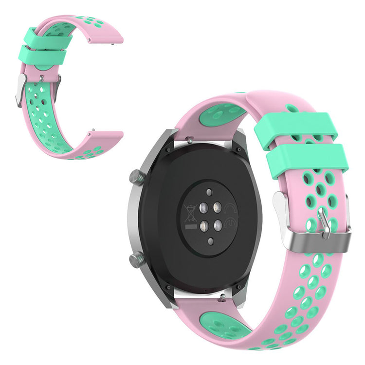 22mm Universal dual color silicone watch band - Pink / Cyan#serie_1