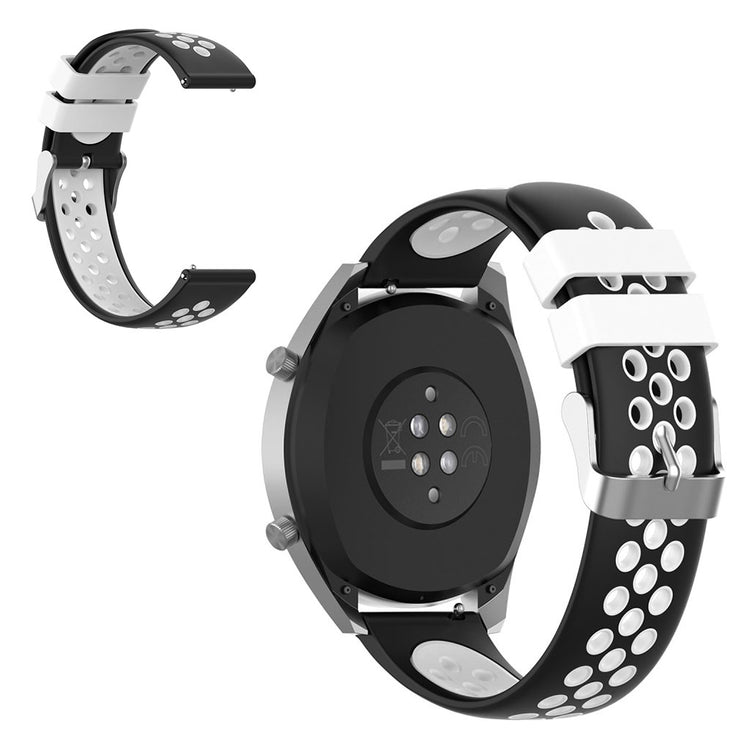 22mm Universal dual color silicone watch band - Black / White#serie_2