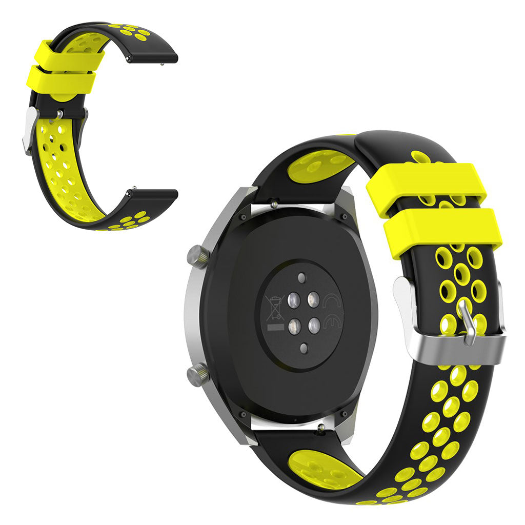 22mm Universal dual color silicone watch band - Black / Yellow#serie_5