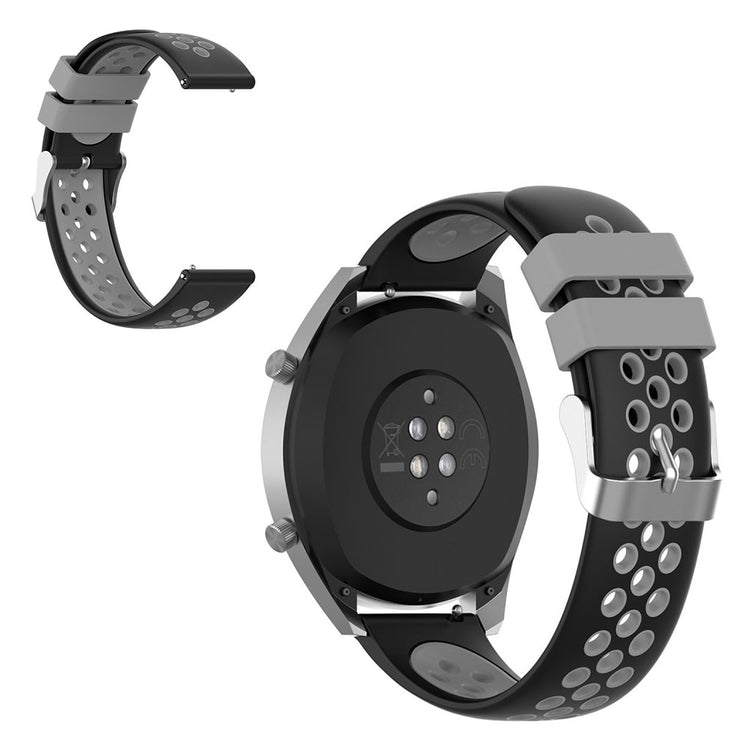 22mm Universal dual color silicone watch band - Black / Grey#serie_6