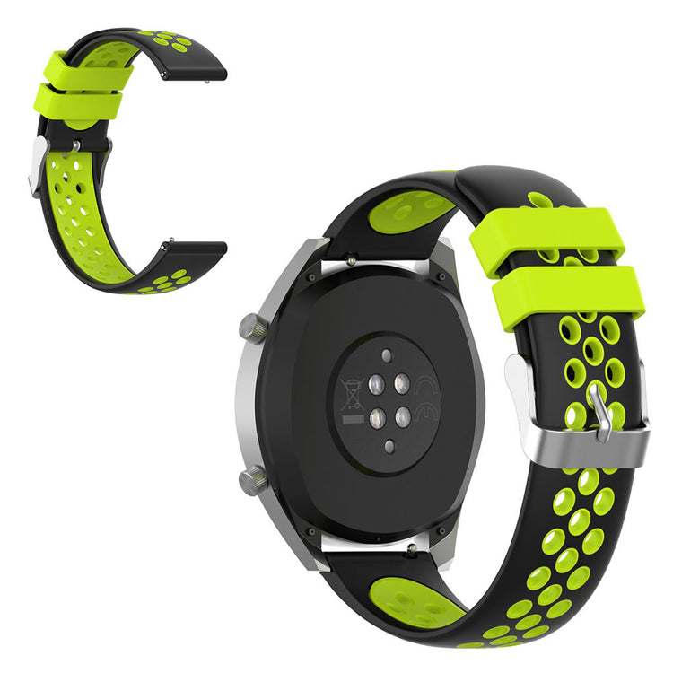 22mm Universal dual color silicone watch band - Black / Green#serie_7