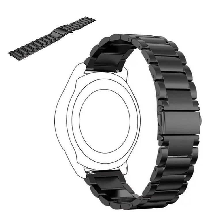 22mm Universal three bead stainless steel watch band - Black#serie_1