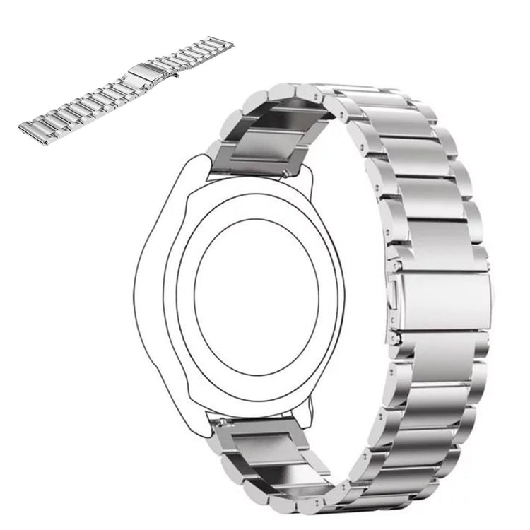 22mm Universal three bead stainless steel watch band - Silver#serie_2