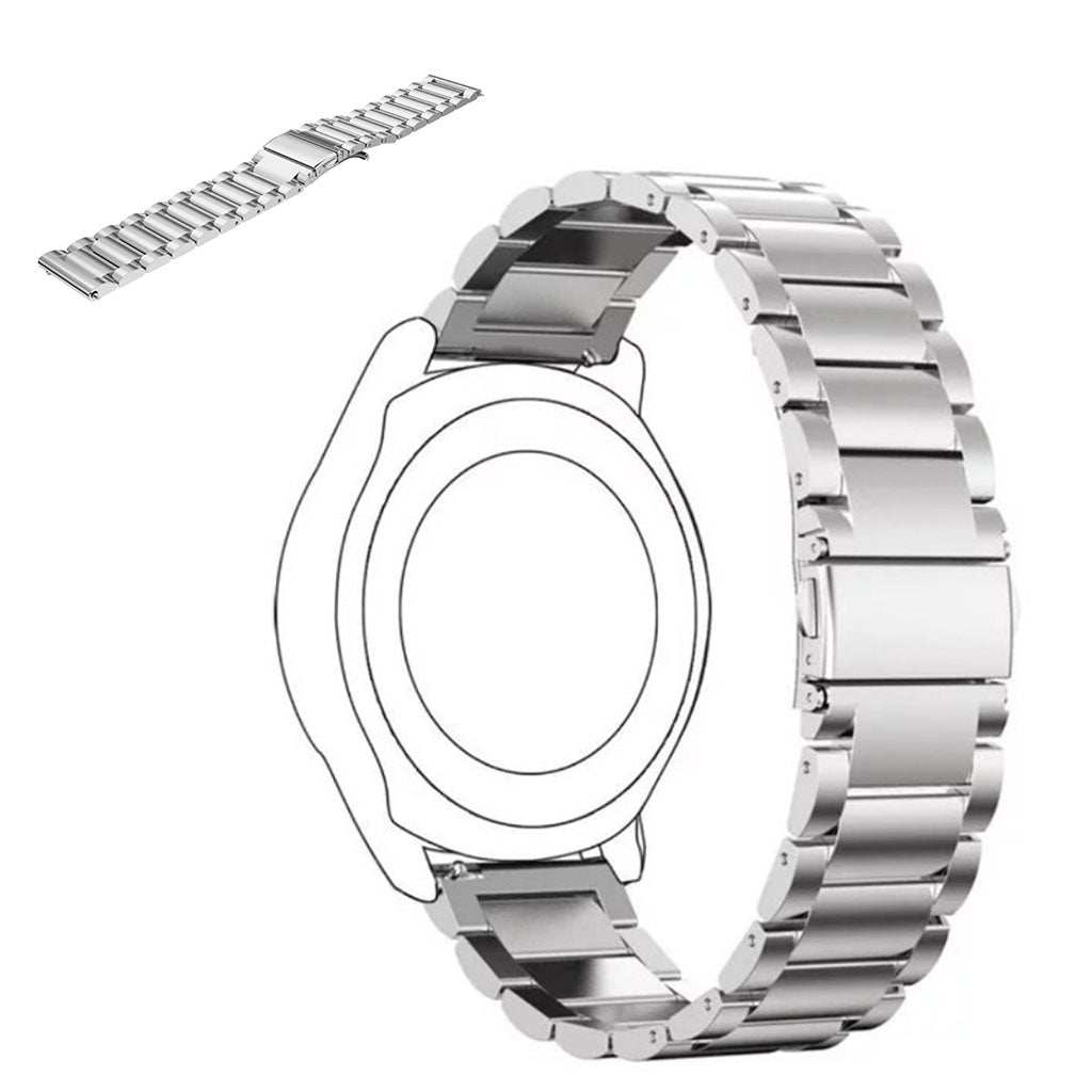 22mm Universal three bead stainless steel watch band - Silver#serie_2