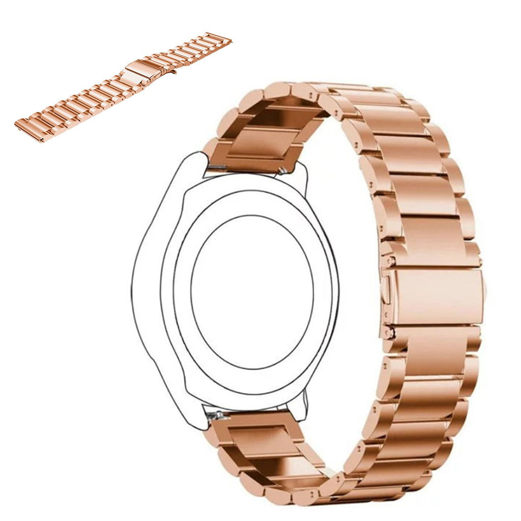 22mm Universal three bead stainless steel watch band - Rose Gold#serie_3