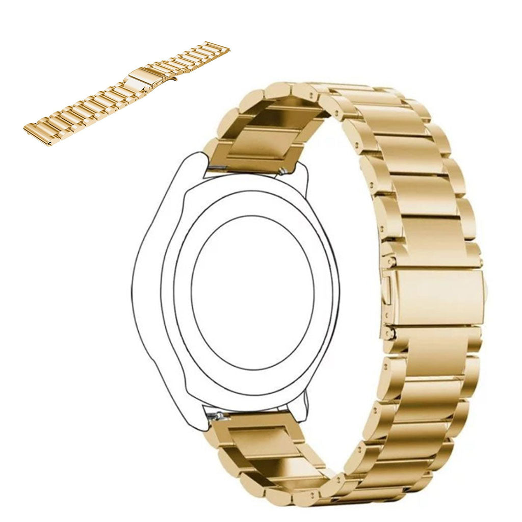 22mm Universal three bead stainless steel watch band - Gold#serie_4